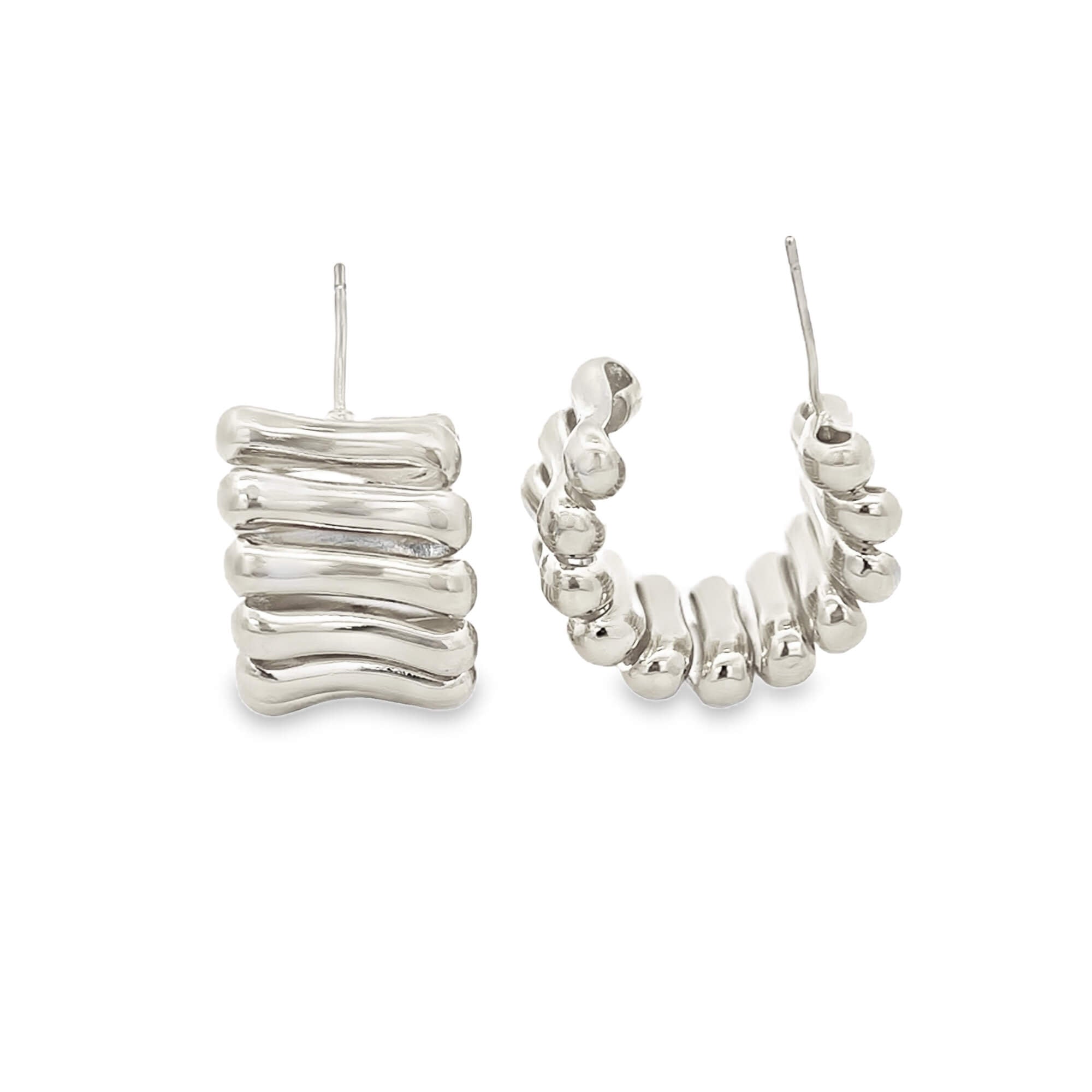 Ribbed Minimalist Mini Hoops (K310A)