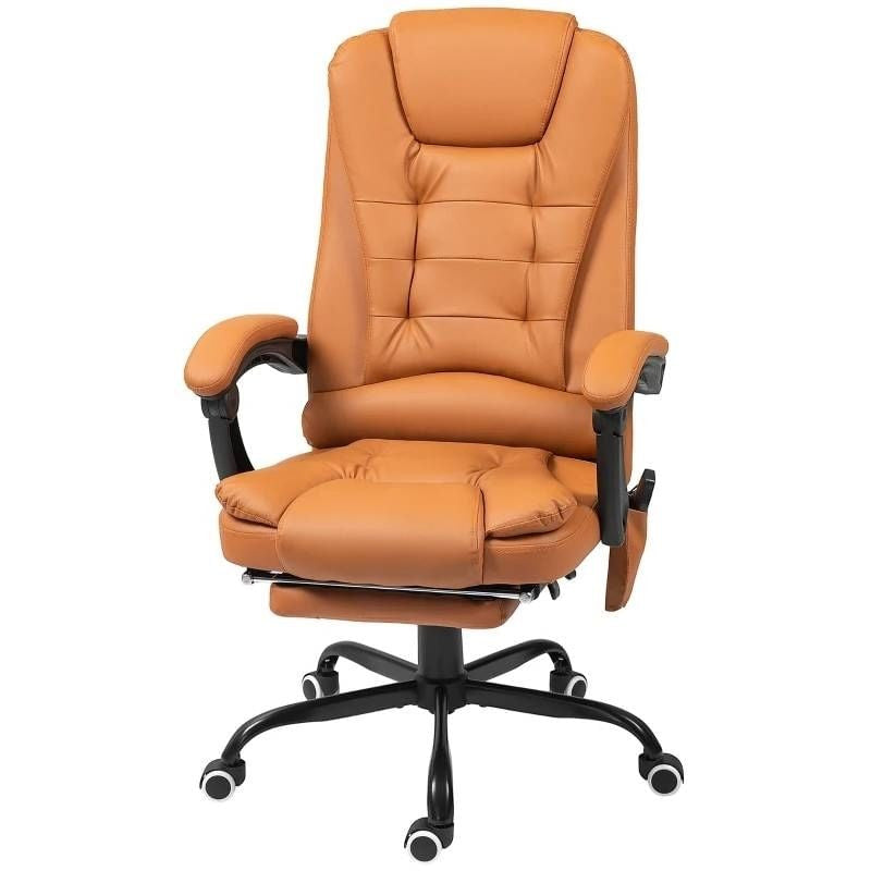 Brown 7 Mode Vibrating High Back Executive Massage Adjustable Office Chair