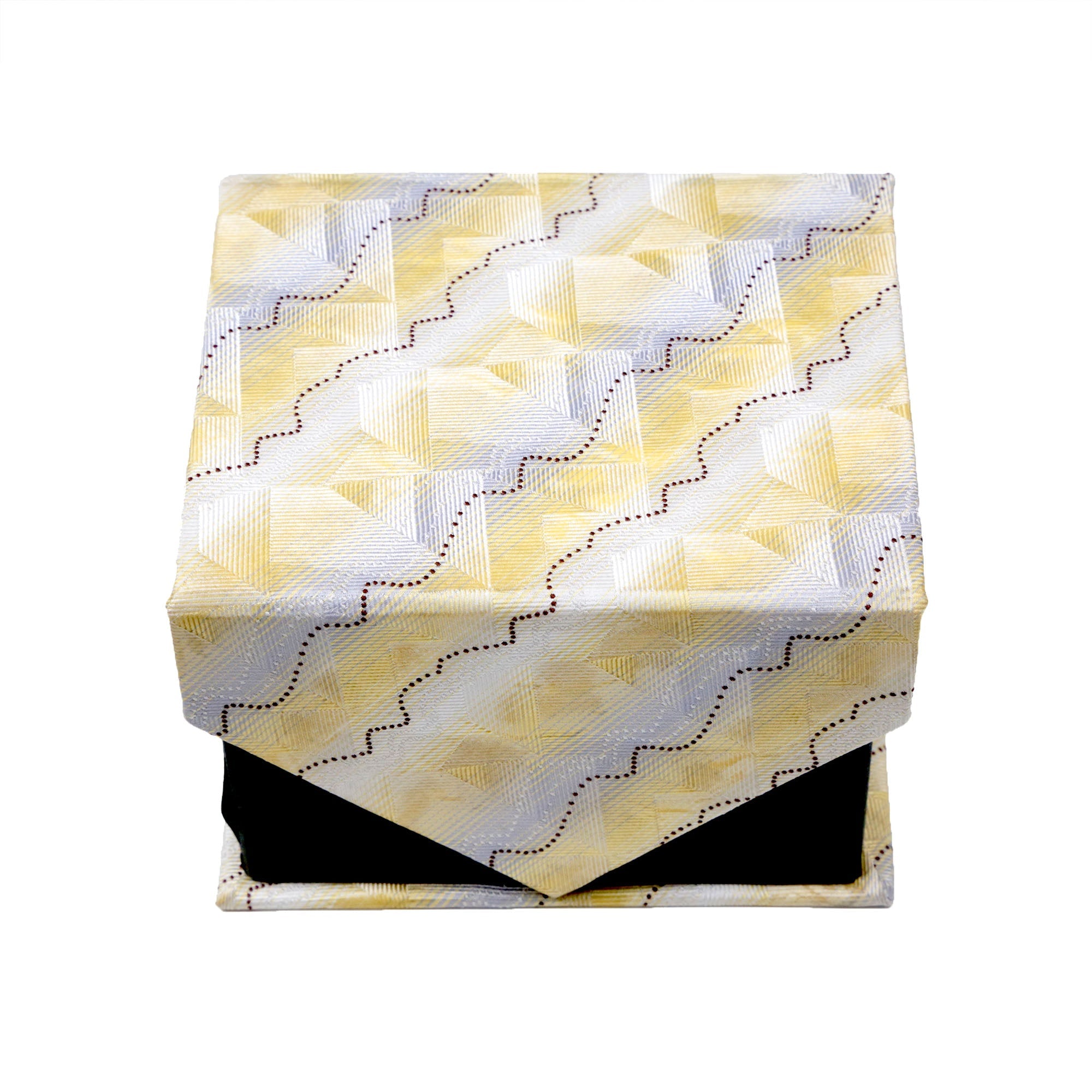 Men's Yellow Geometric Pattern Design 4-pc Necktie Box Set-1