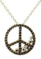 Peace in Abundance Pendant. Black Diamond Peace Symbol with Overflowing Diamond Dots . 18K gold