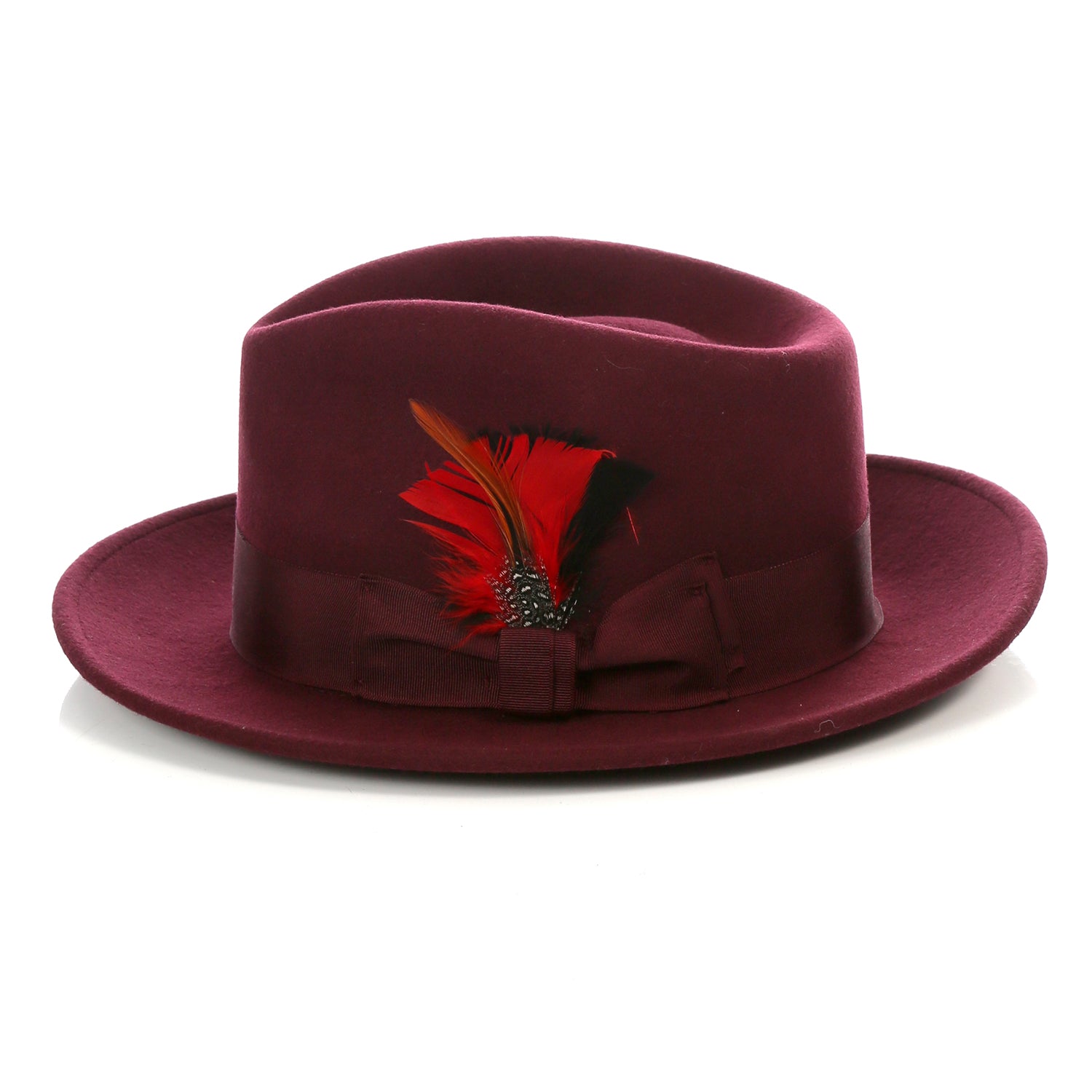 Crushable Burgundy 100% Australian Wool Fedora Hat