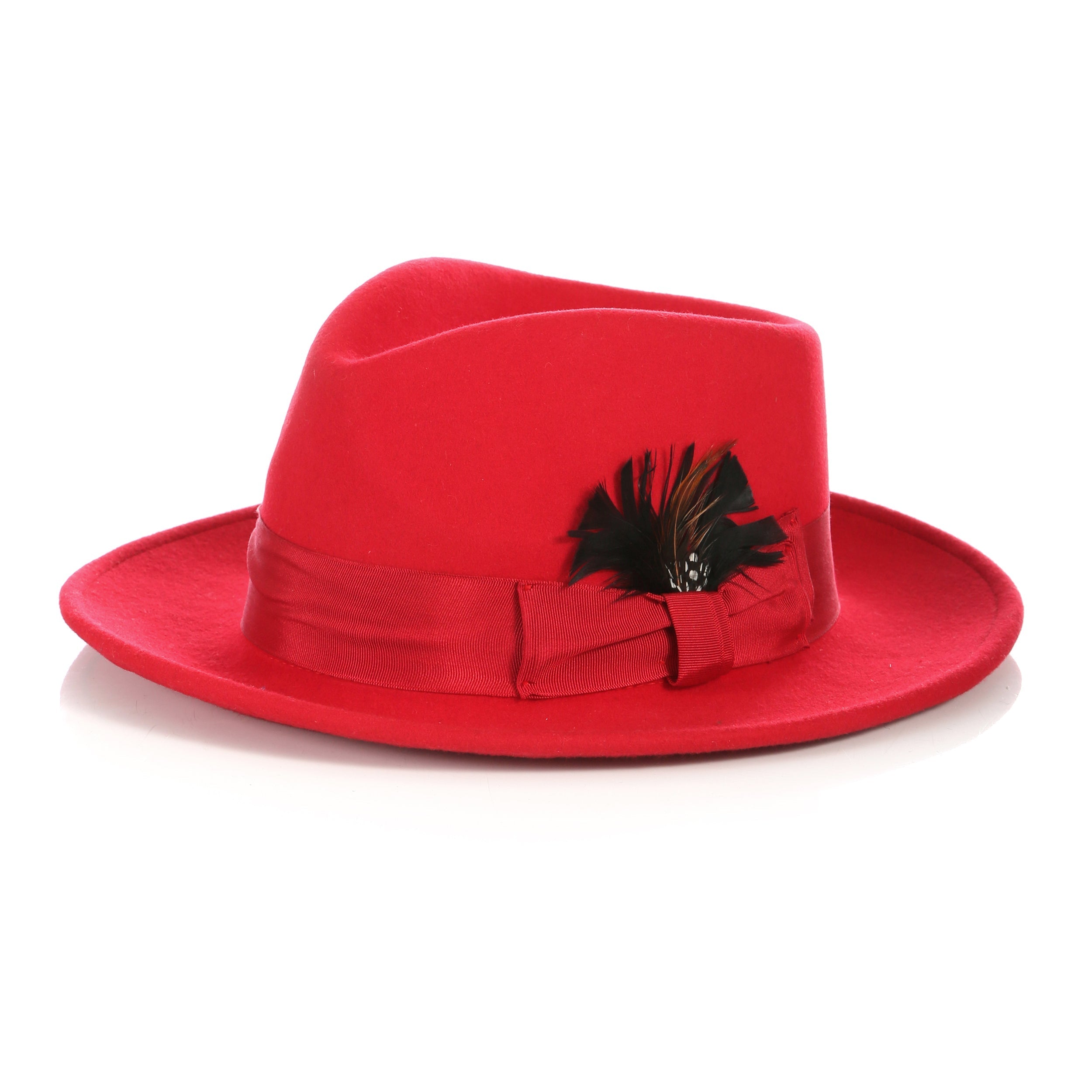 Crushable Red 100% Australian Wool Fedora Hat