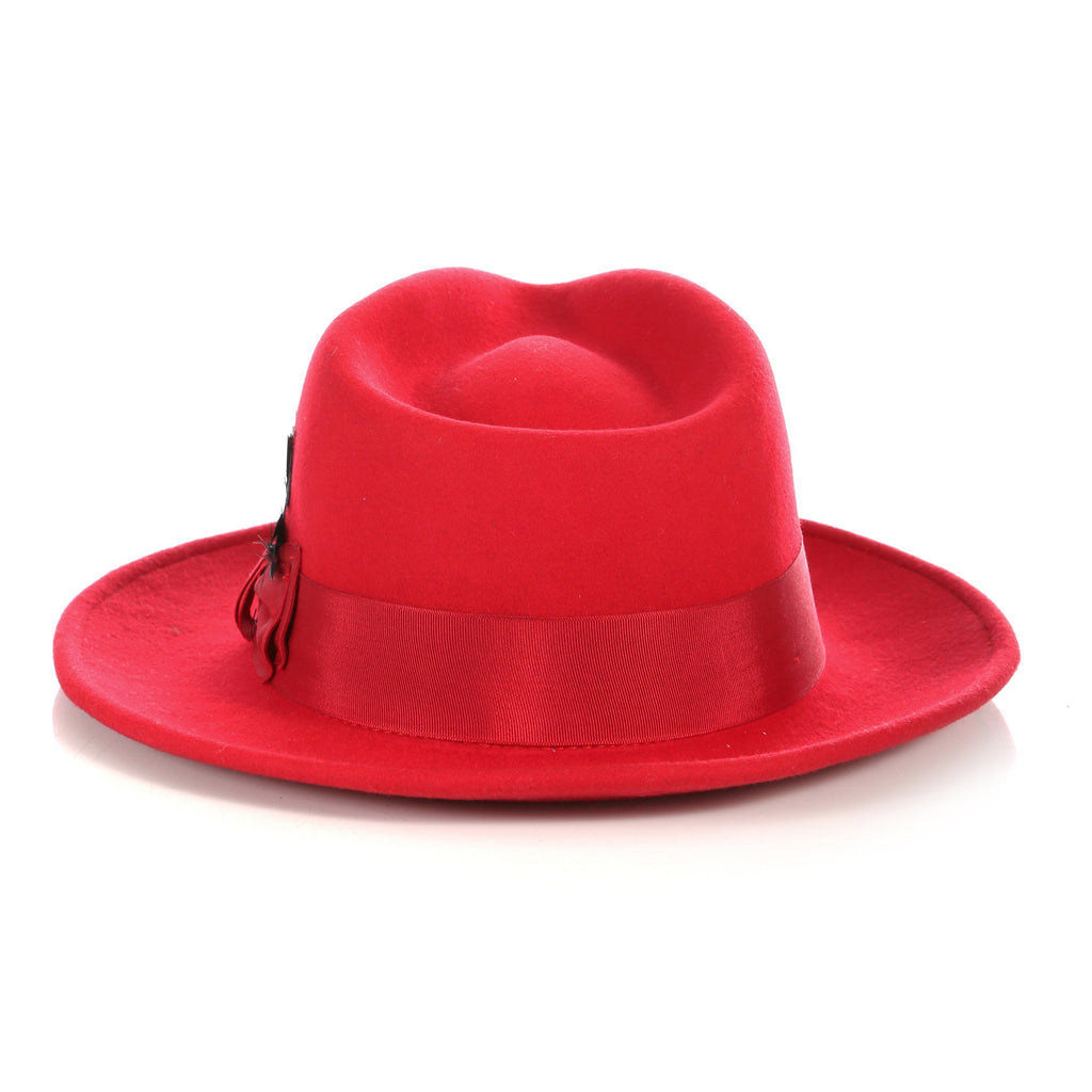Crushable Red 100% Australian Wool Fedora Hat