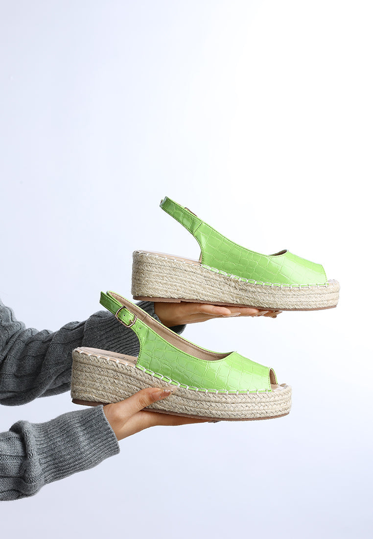 Yarael Croco Peep Toe Wedges