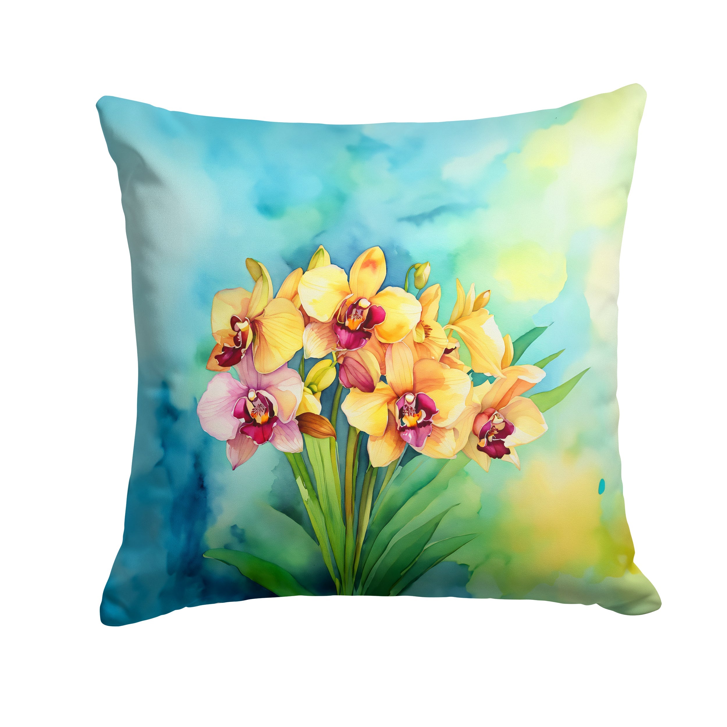Orchids in Watercolor Throw Pillow