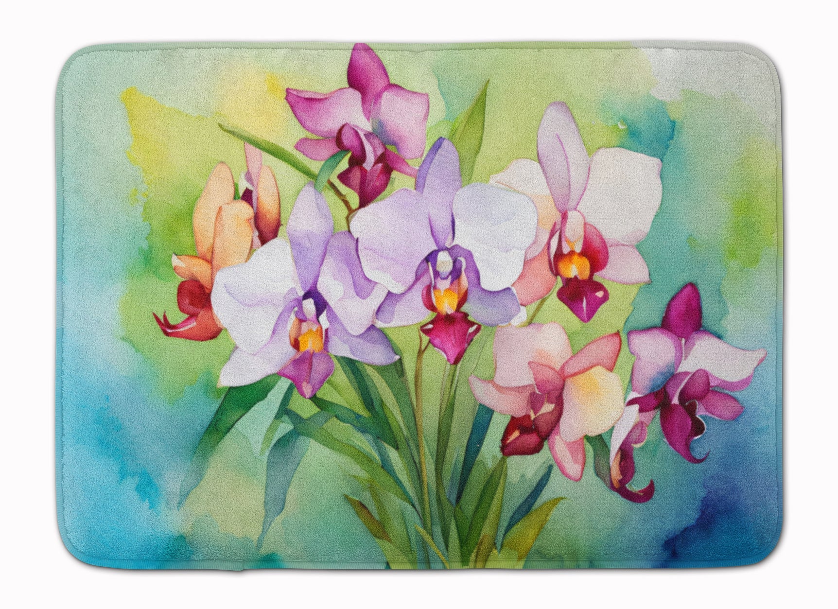 Orchids in Watercolor Memory Foam Kitchen Mat