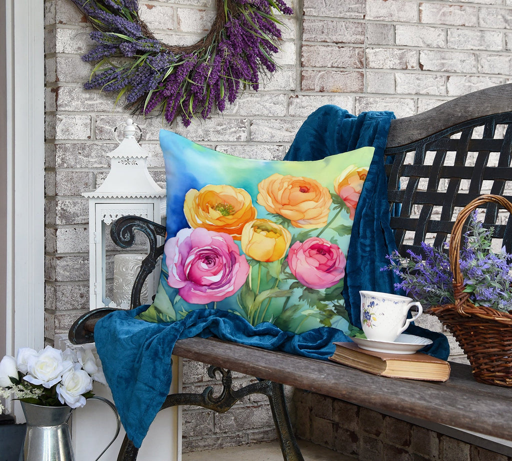 Ranunculus in Watercolor Throw Pillow