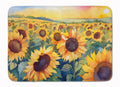 Kansas Sunflowers in Watercolor Memory Foam Kitchen Mat