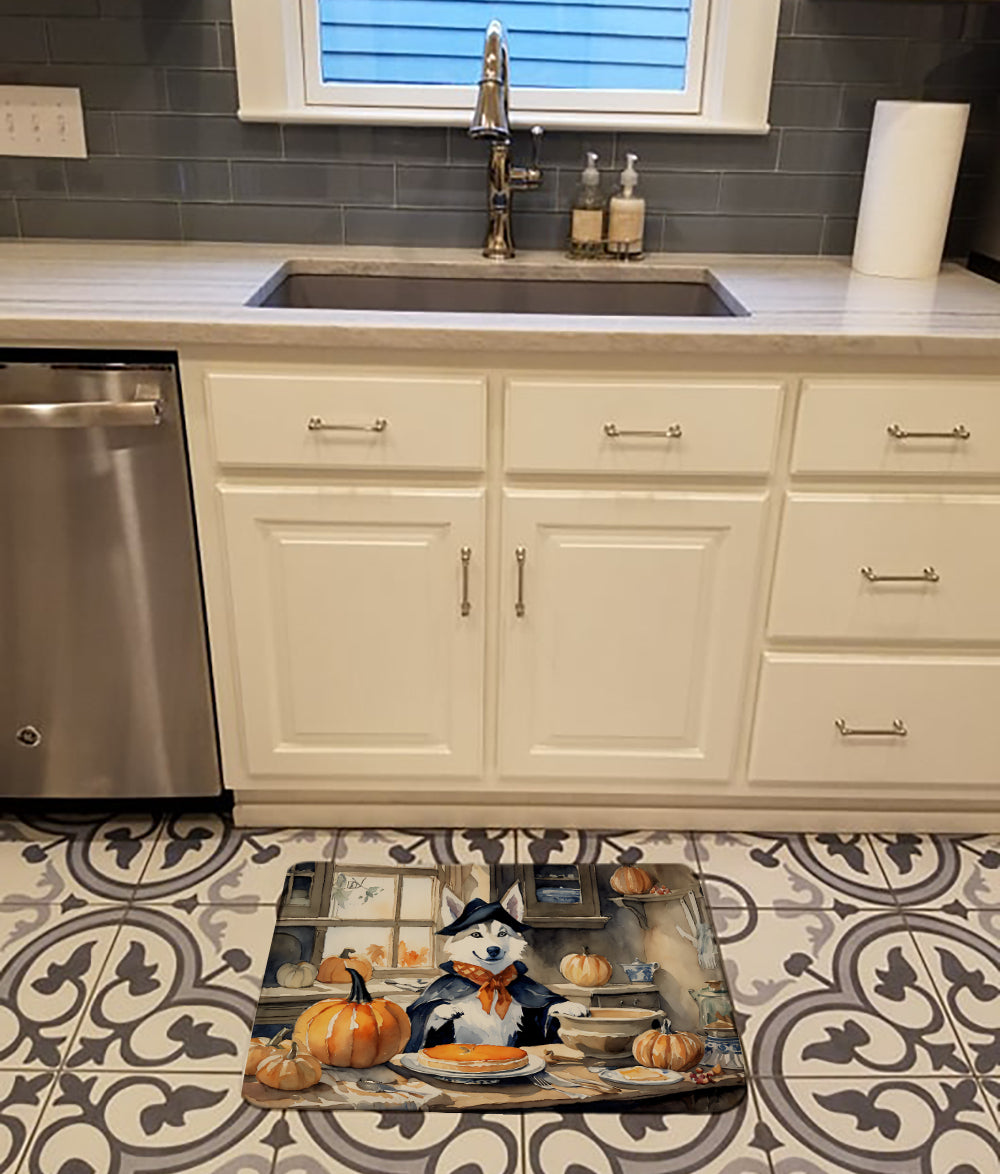 Siberian Husky Fall Kitchen Pumpkins Memory Foam Kitchen Mat