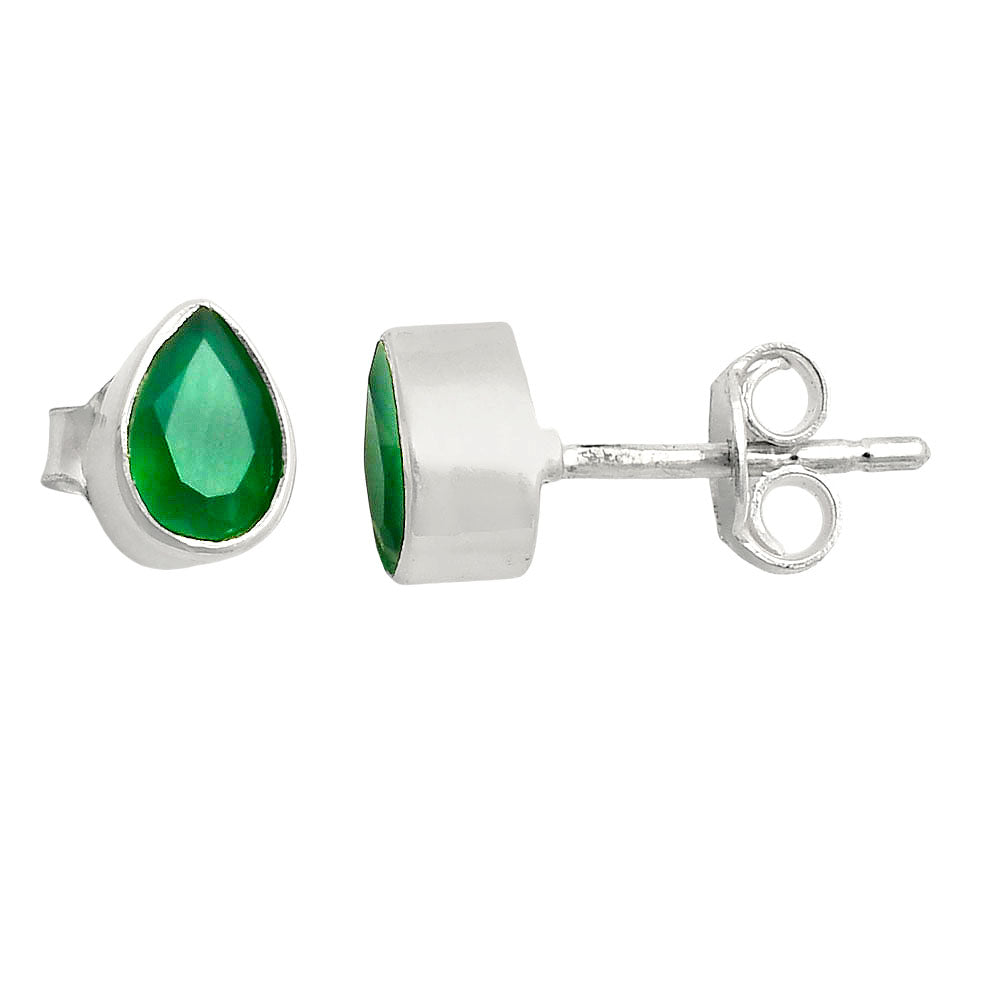 925 Sterling Silver Teardrop Natural Gemstone Stud Handmade Earrings DGE1090 E-1016