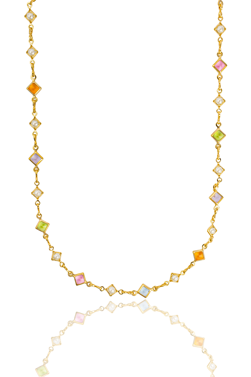 Diamond Frame Pearl and Enamel Stone Infinity Link Anklet (H266/I292A/E279)