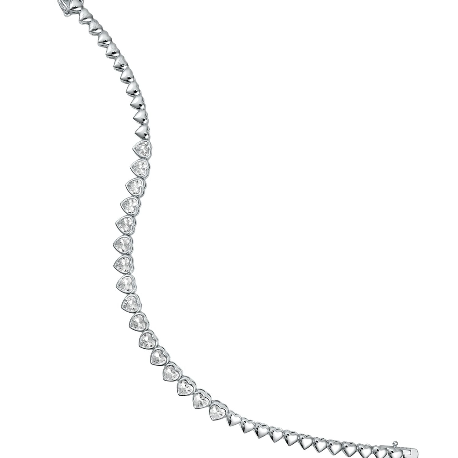 5mm Heart Bezel CZ and Plain Heart Tennis Necklace / Bracelet (H102)(I451)