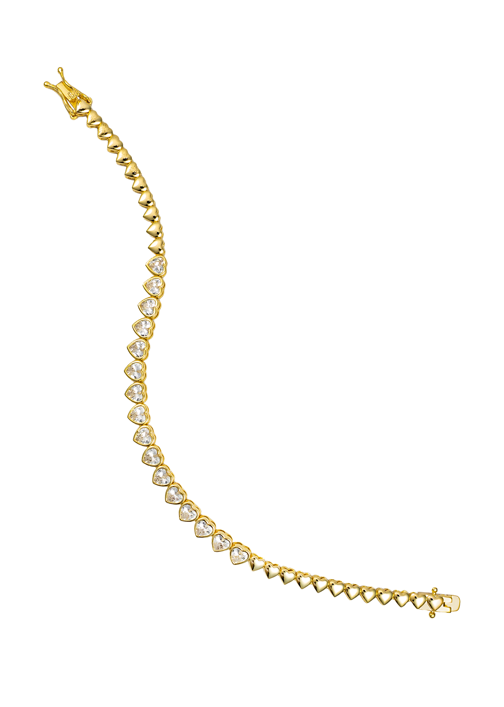 5mm Heart Bezel CZ and Plain Heart Tennis Necklace / Bracelet (H102)(I451)