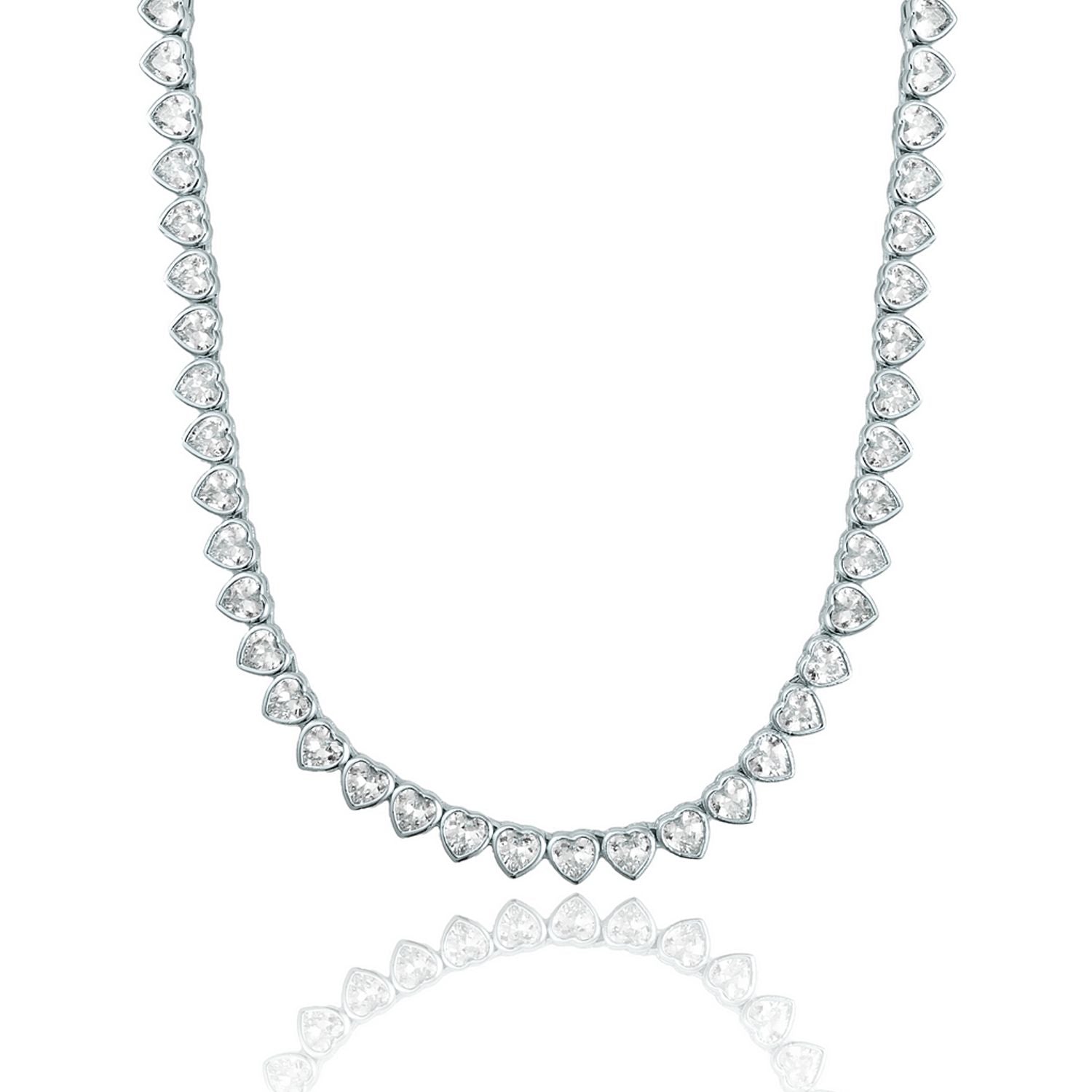 5mm Heart Bezel CZ and Plain Heart Tennis Necklace / Bracelet (H102)(I451)