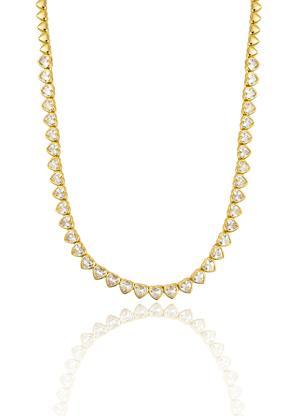 5mm Heart Bezel CZ and Plain Heart Tennis Necklace / Bracelet (H102)(I451)