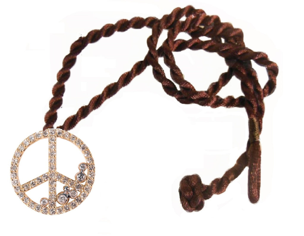 Peace in Abundance Pendant. Diamond Peace Symbol with Overflowing Diamond Dots . 18K gold