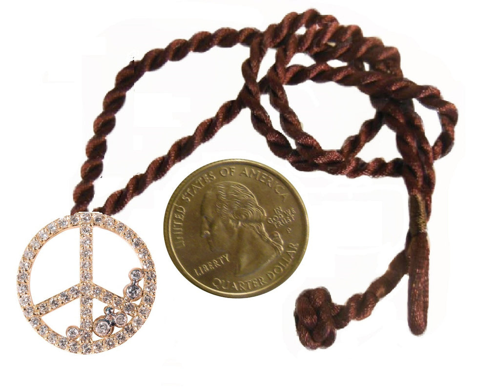 Peace in Abundance Pendant. Diamond Peace Symbol with Overflowing Diamond Dots . 18K gold