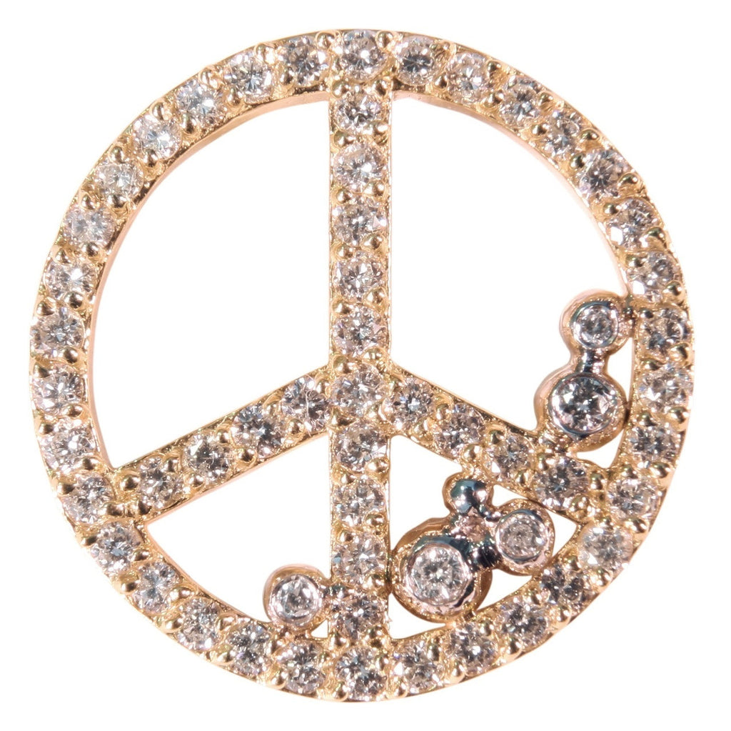 Peace in Abundance Pendant. Diamond Peace Symbol with Overflowing Diamond Dots . 18K gold