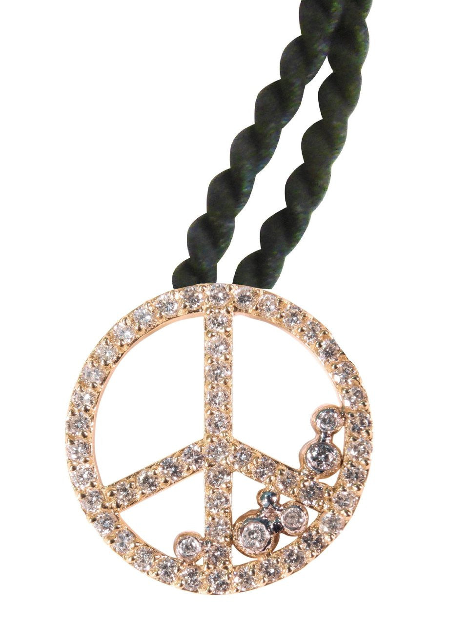 Peace in Abundance Pendant. Diamond Peace Symbol with Overflowing Diamond Dots . 18K gold
