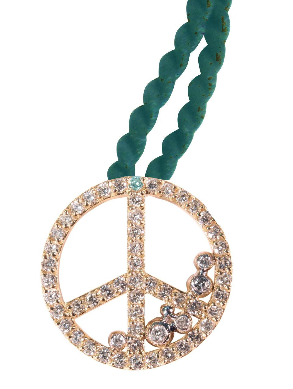 Peace in Abundance Pendant. Diamond Peace Symbol with Overflowing Diamond Dots . 18K gold