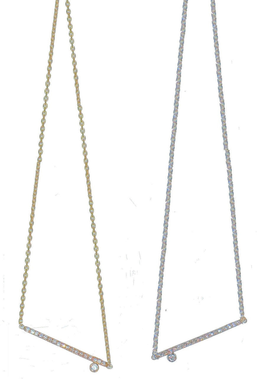 Dot & Line Necklace- 18K Gold with Diamonds