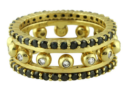Crown Stacking Ring-Hugging dots-18K Gold & Diamonds- Narrowest Version