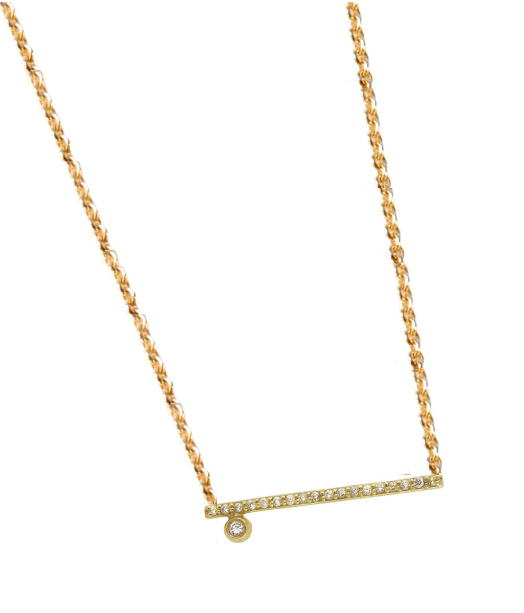 Dot & Line Necklace- 18K Gold with Diamonds