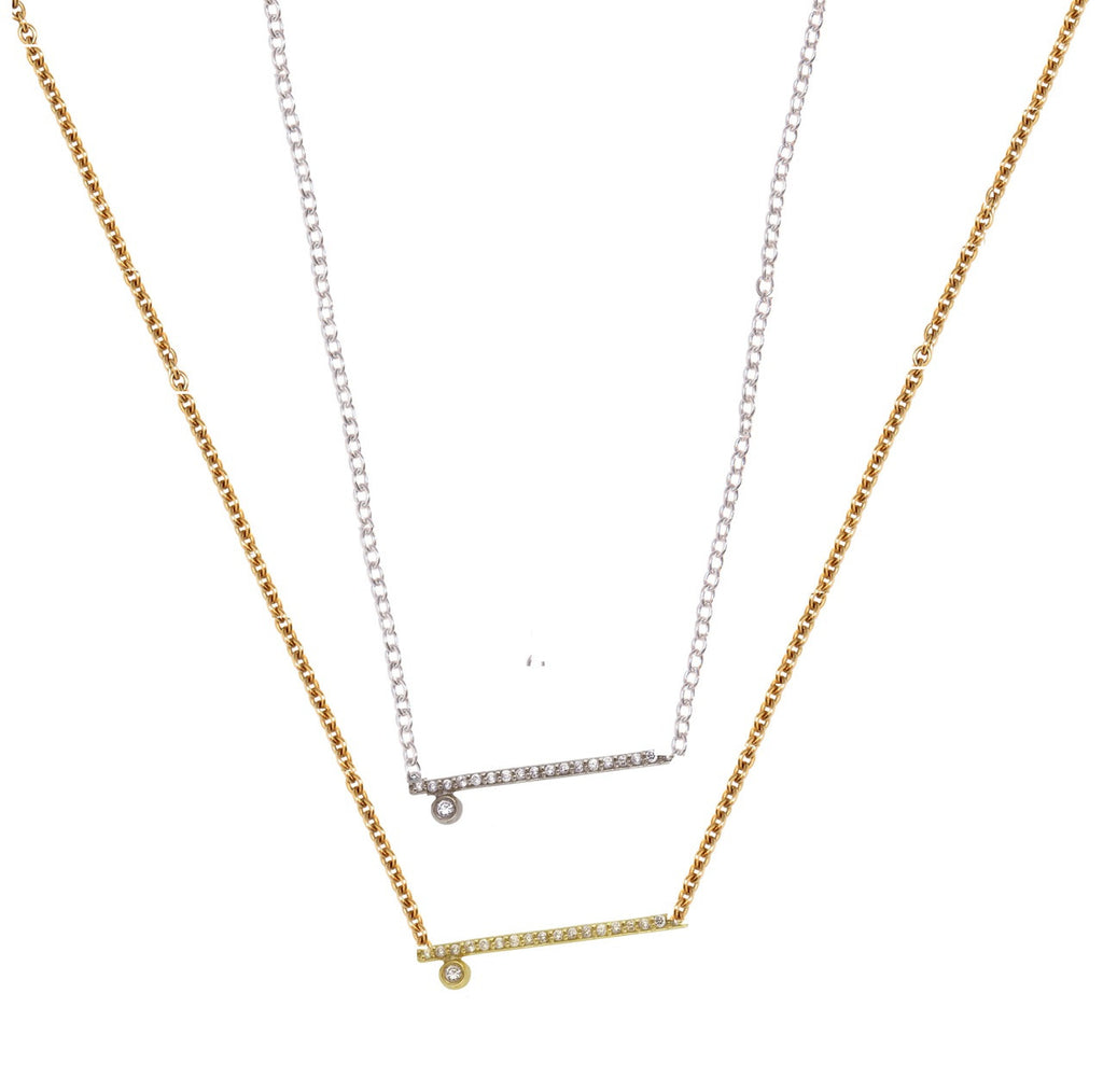 Dot & Line Necklace- 18K Gold with Diamonds