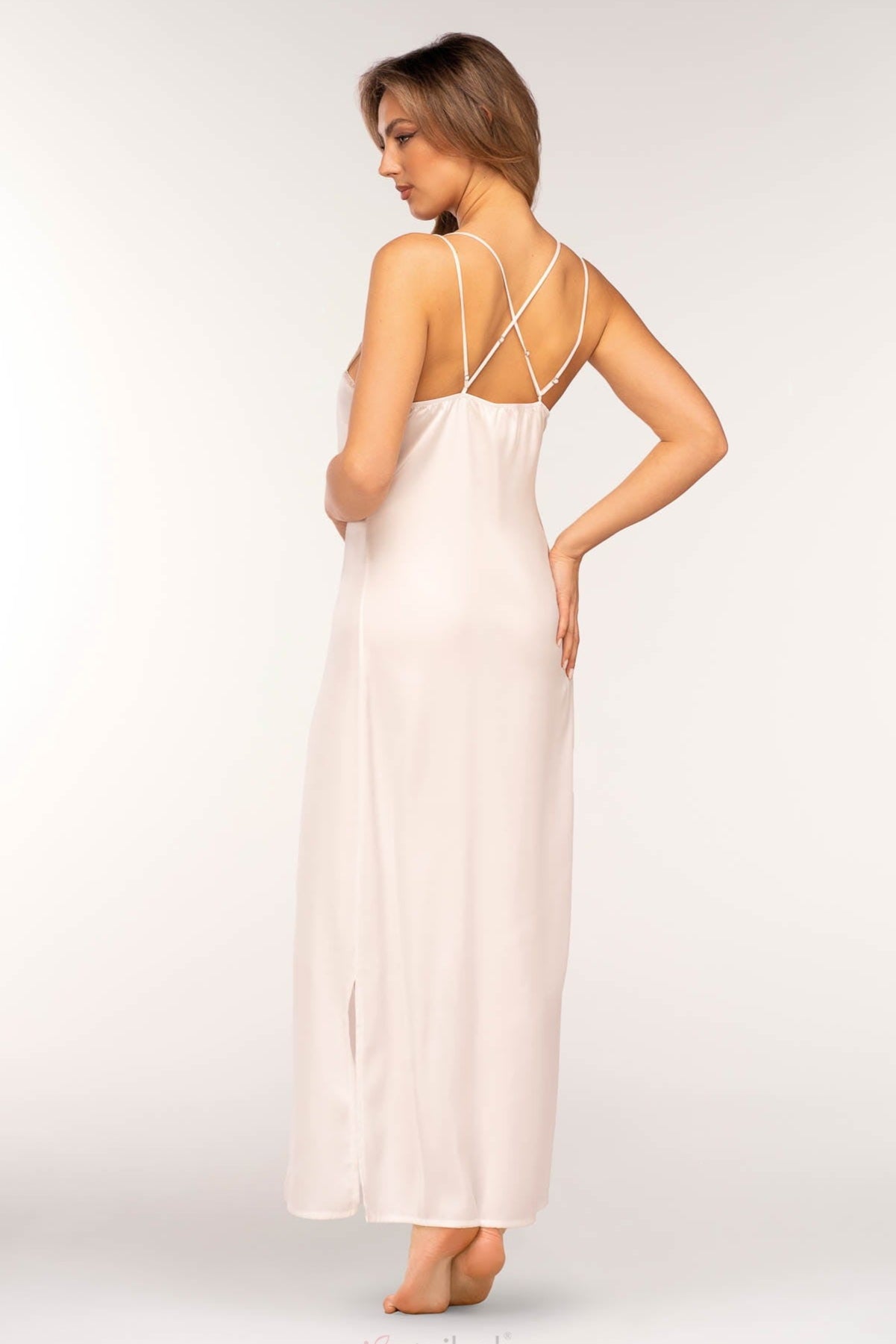 Satin Double-Strap Lace-Trim Slip Ginny