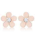 Daisy 0.3ct CZ Rose Gold Stainless Steel Flower Stud Earrings