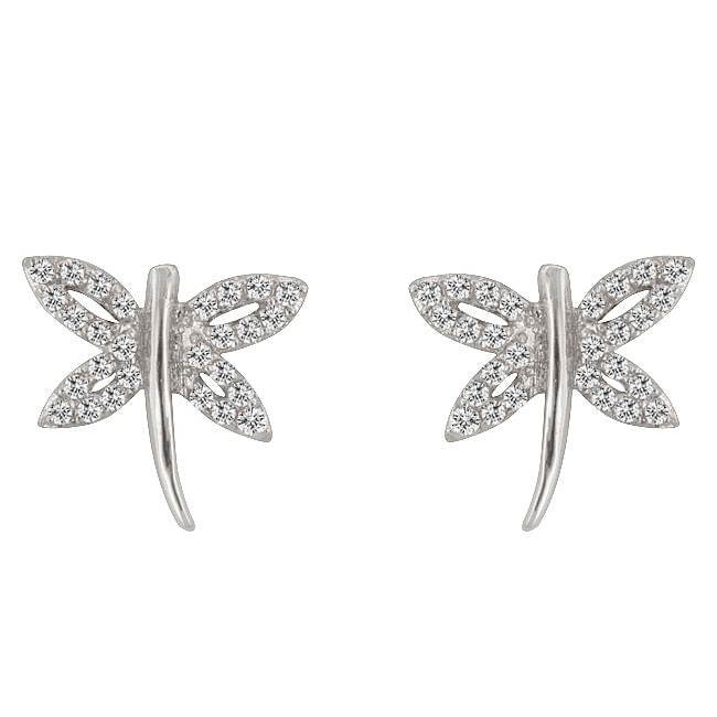 Cubic Zirconia Dragonfly Earrings
