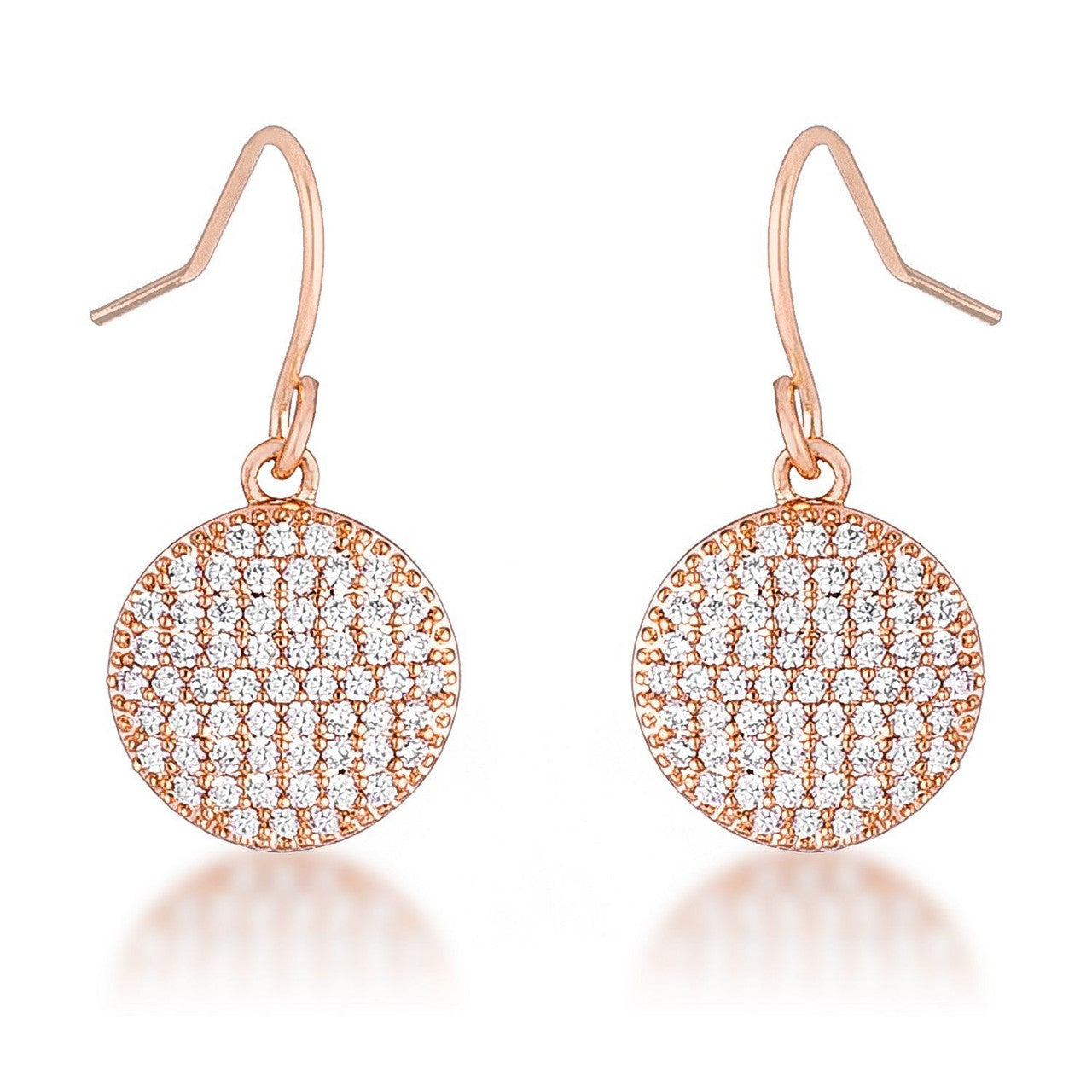 .6 Ct Elegant CZ Rose Gold Plated Disk Earrings