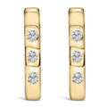 10K Gold 1/10 Cttw Three Stone Lab Grown Diamond Oval Huggies Hoop Earrings