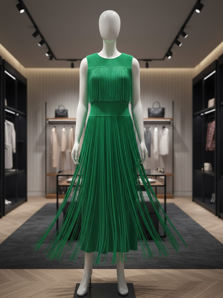 Emerald Kinetic Fringe Dress • TRIBECA New Collection BYMANYC ® New York-1