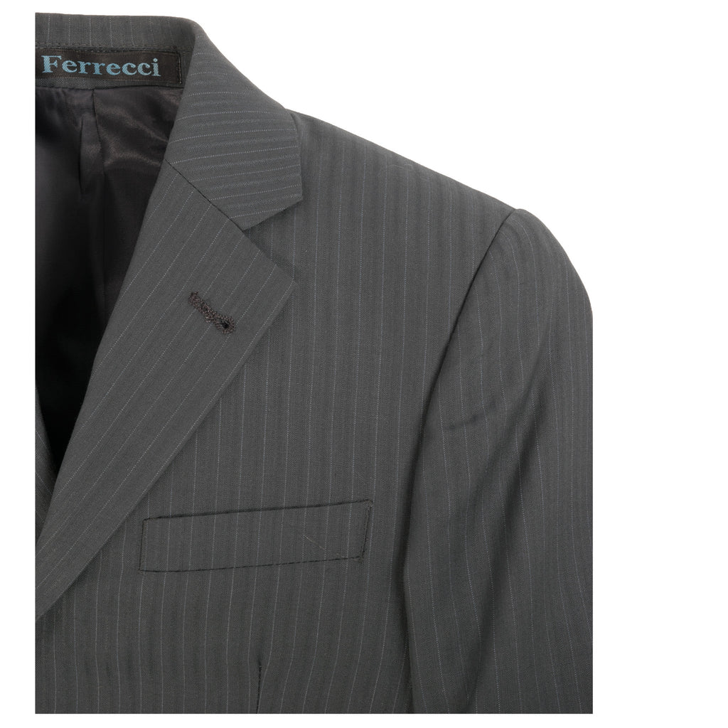 Boys Premium Grey Green Striped 2pc Suit