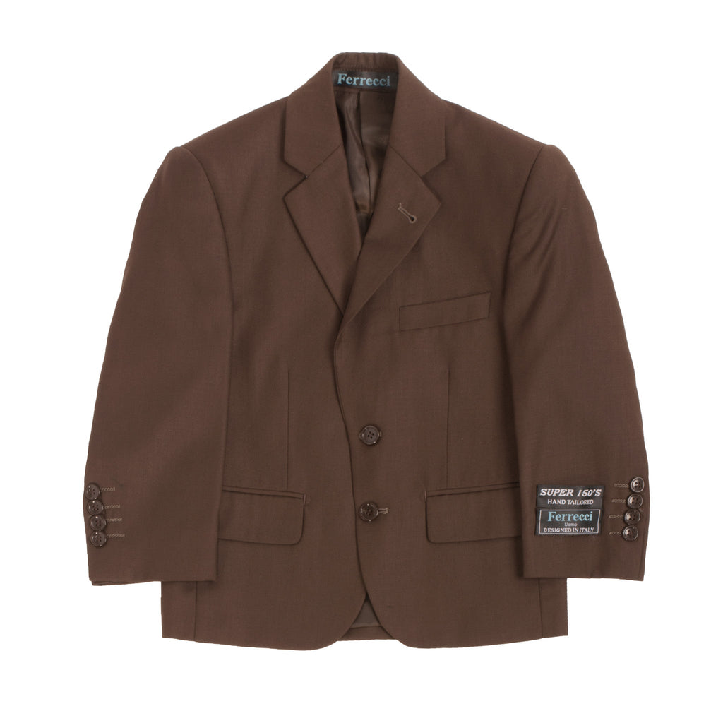 Boys Premium Chocolate Brown 3pc Vested Suit