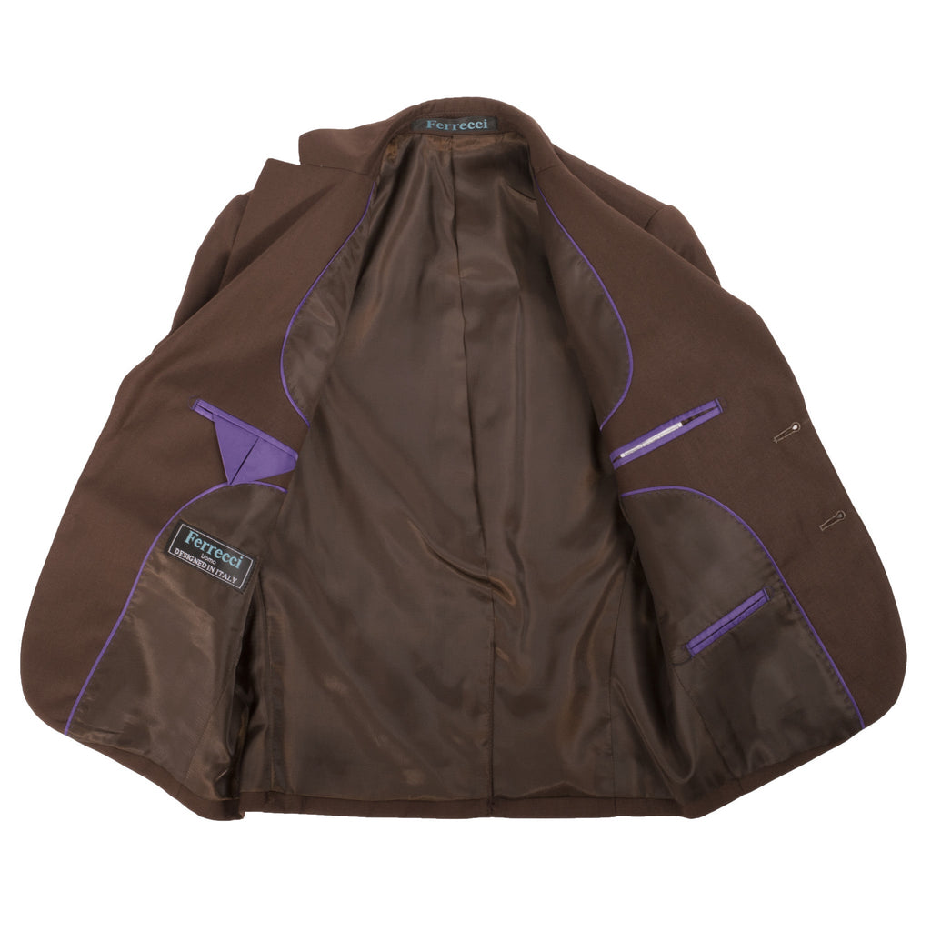 Boys Premium Chocolate Brown 3pc Vested Suit
