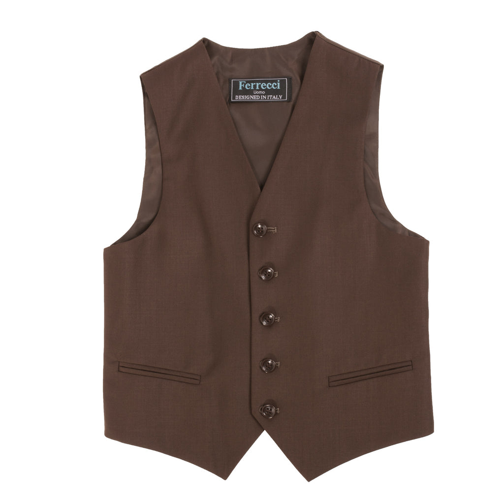 Boys Premium Chocolate Brown 3pc Vested Suit