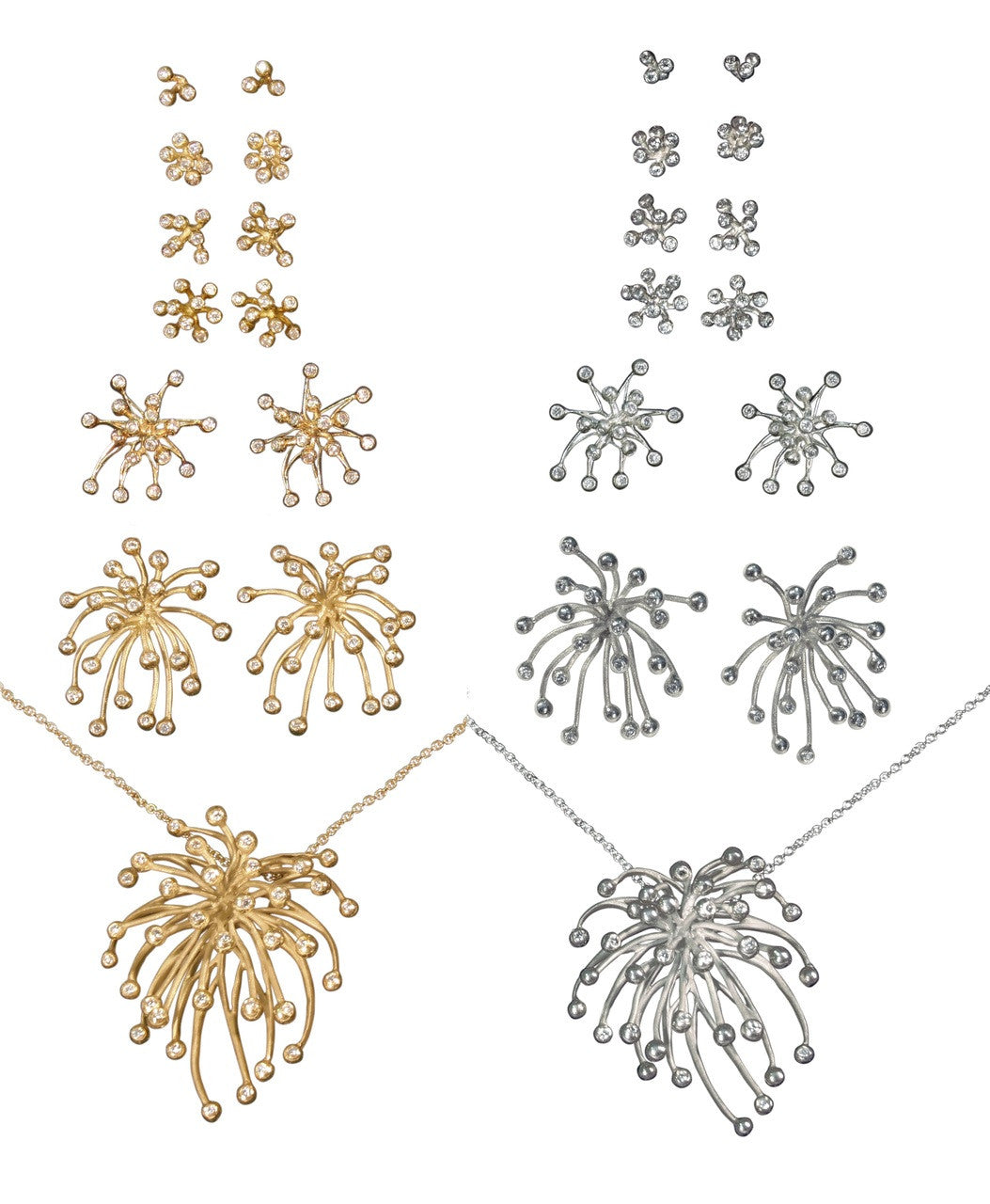 Superstar Earrings. Fireworks Jewelry-14K gold with diamonds: Life is a Celebration!
