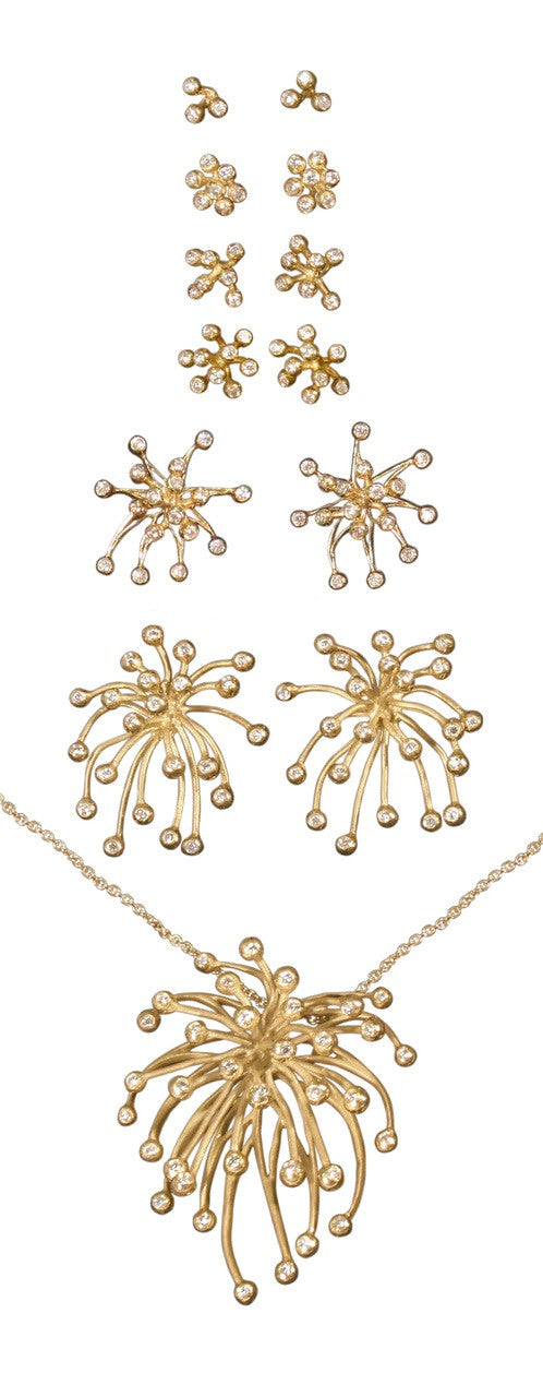 Superstar Earrings. Fireworks Jewelry-14K gold with diamonds: Life is a Celebration!