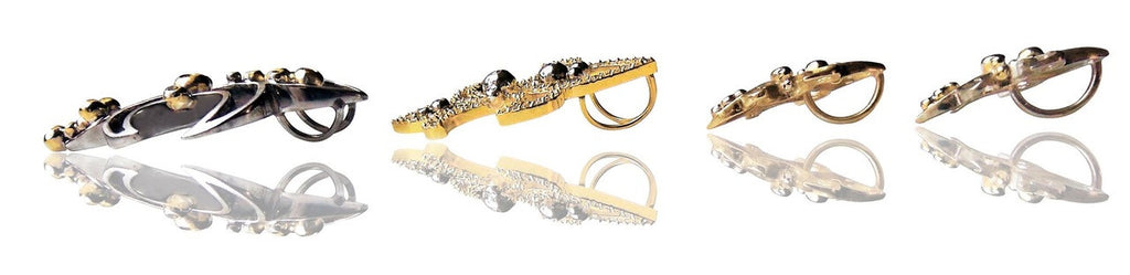 Fleur de Lis Mini Pendant / Necklace: Sterling Silver with 18K Gold Overflowing Diamond Dots