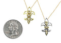 Fleur de Lis Mini Pendant / Necklace: Sterling Silver with 18K Gold Overflowing Diamond Dots