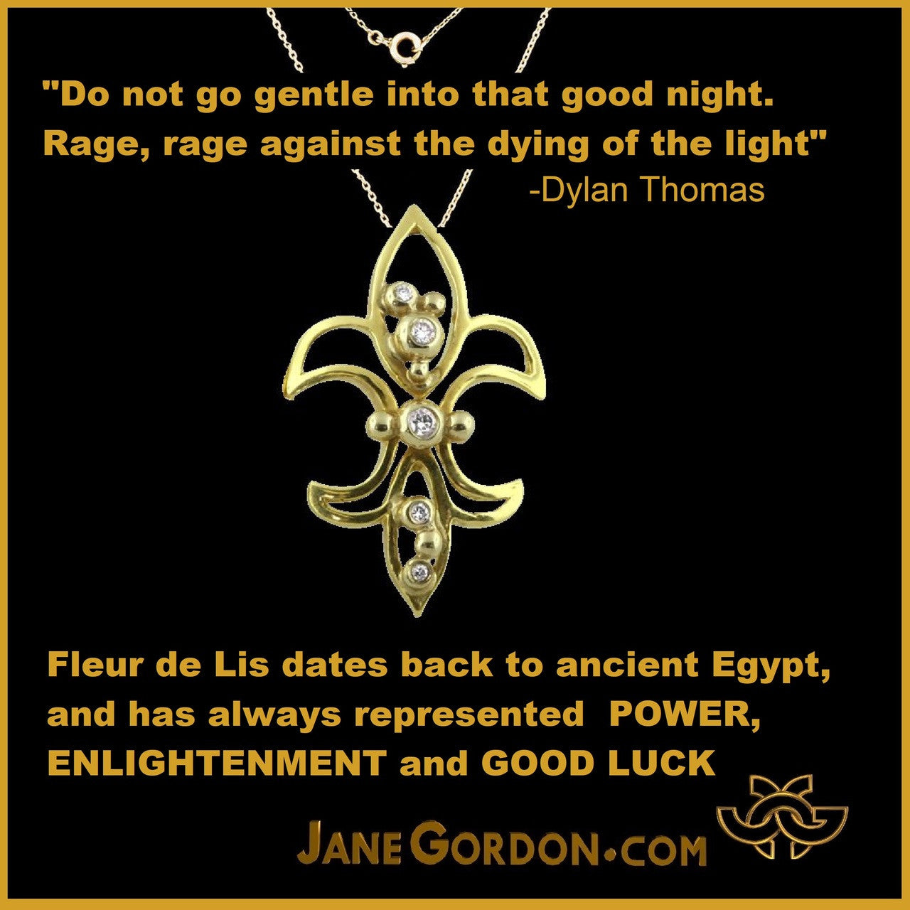 Fleur de Lis Mini Pendant / Necklace: Sterling Silver with 18K Gold Overflowing Diamond Dots