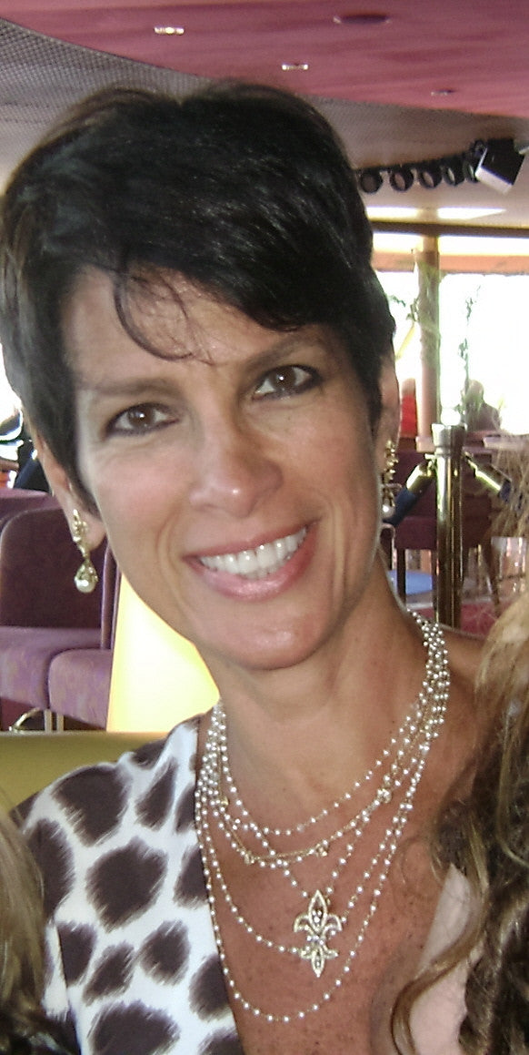 Fleur de Lis Mini Pendant / Necklace: Sterling Silver with 18K Gold Overflowing Diamond Dots