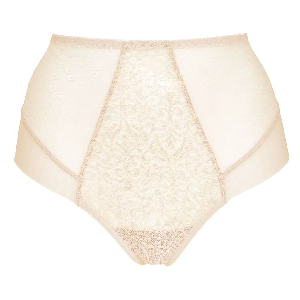 Lace High Waist Full Brief Panty Gorteks Gabi Beige