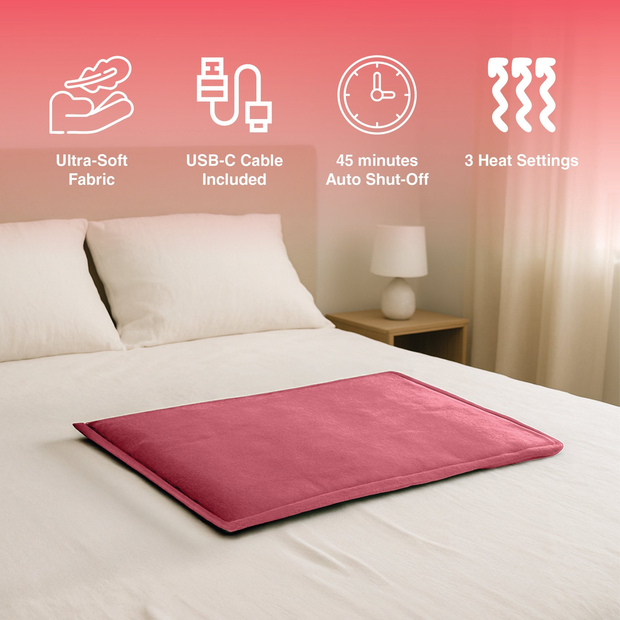 Pursonic Comfort Duo: Extra Large Electric Heating Pads (Pink & Black)