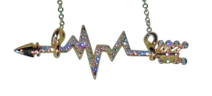Custom Design: Heartbeat Arrow with Infinity links- Necklace- Sterling Silver
