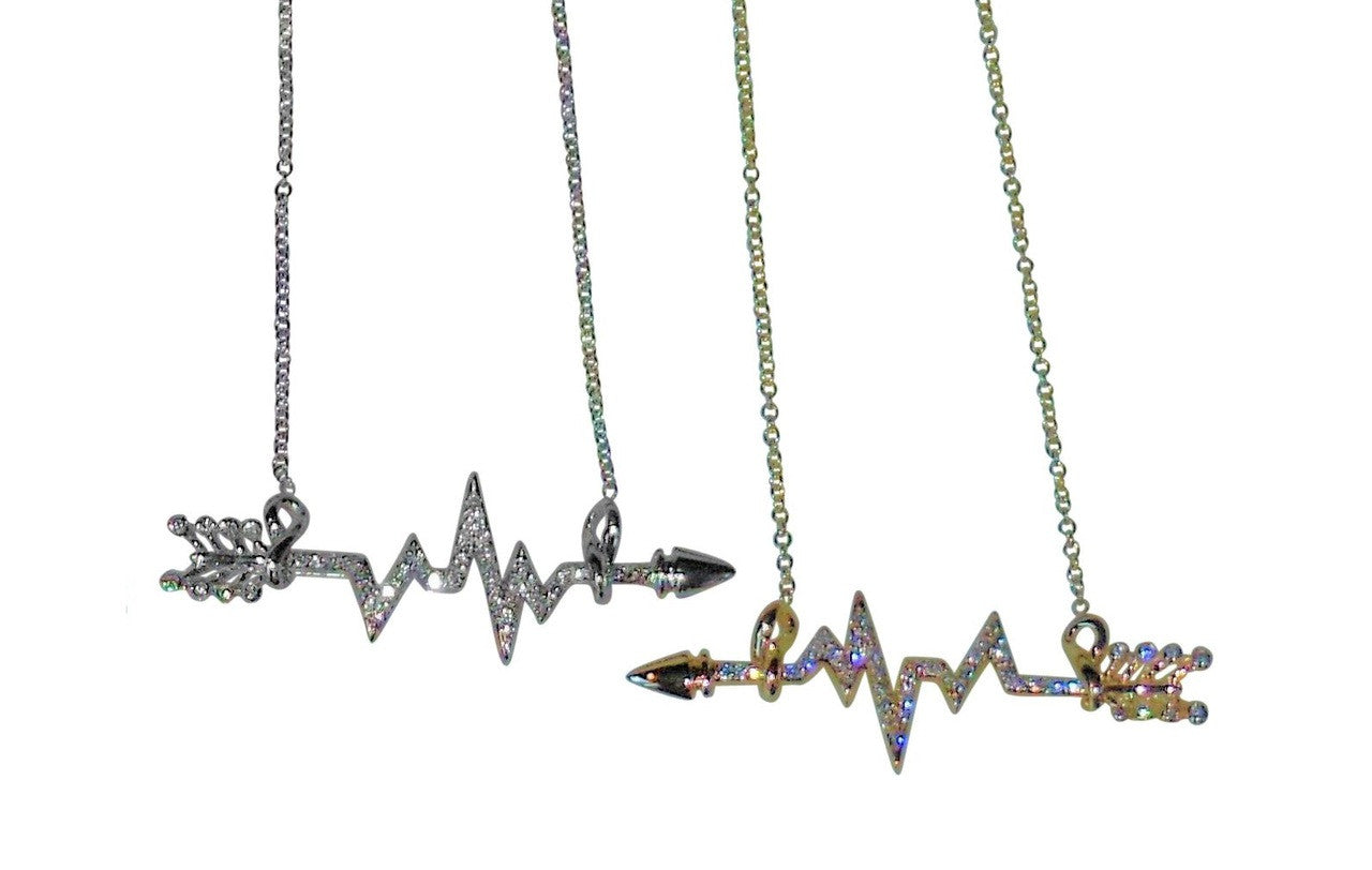 Custom Design: Heartbeat Arrow with Infinity links- Necklace- Sterling Silver