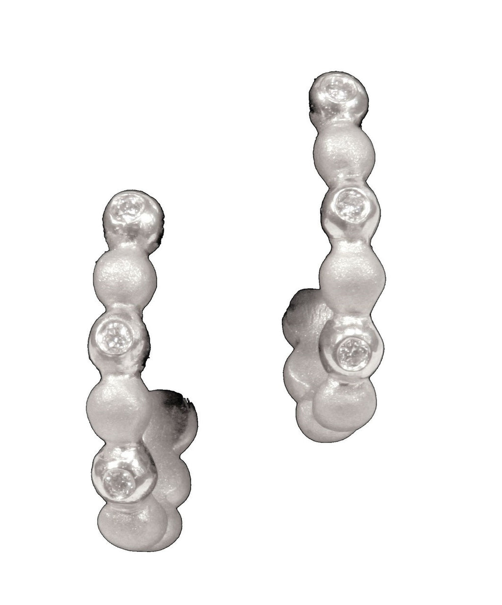Huggie Hoop Earrings-14K Gold with Dots of Diamonds.