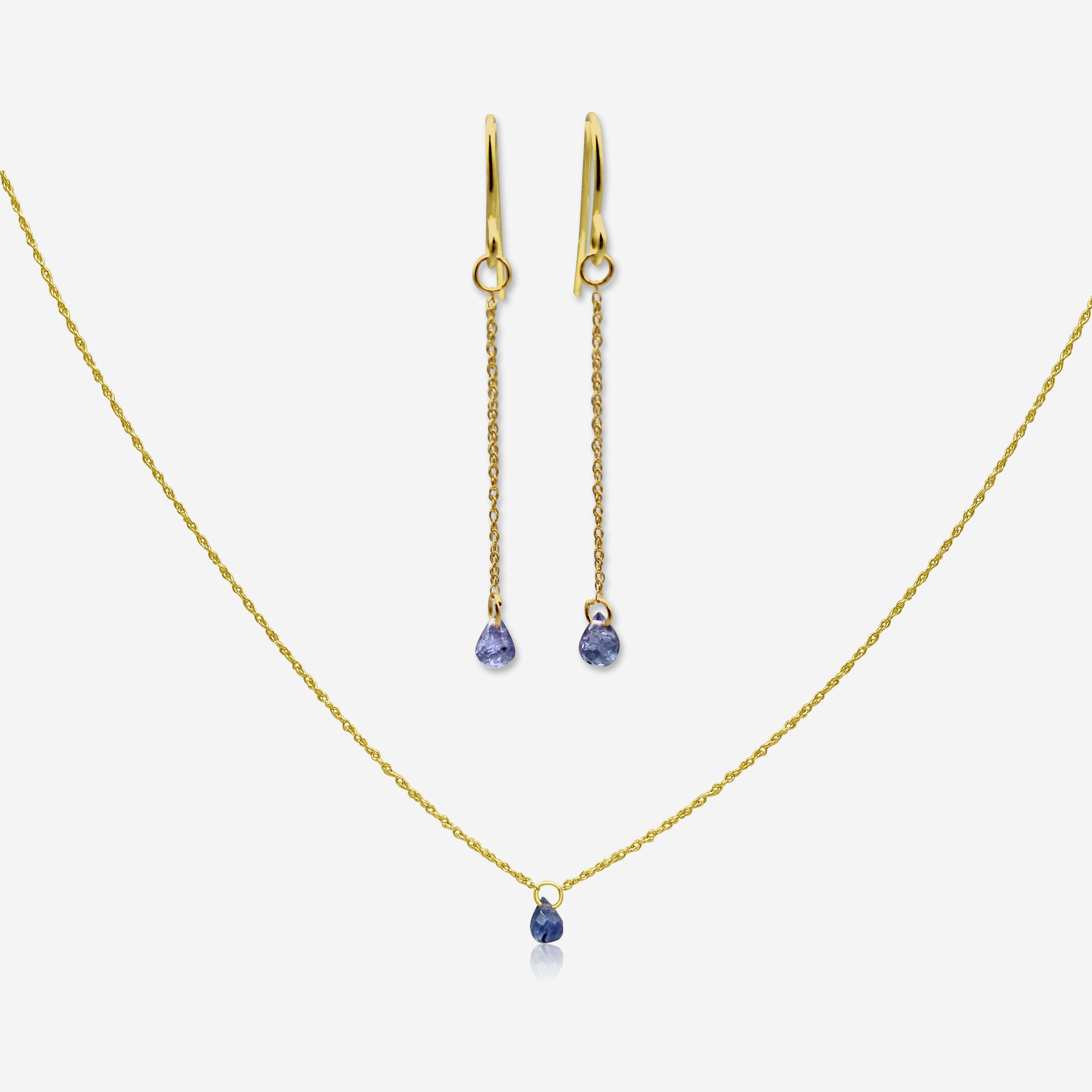 Tanzanite Drop Earrings & Necklace